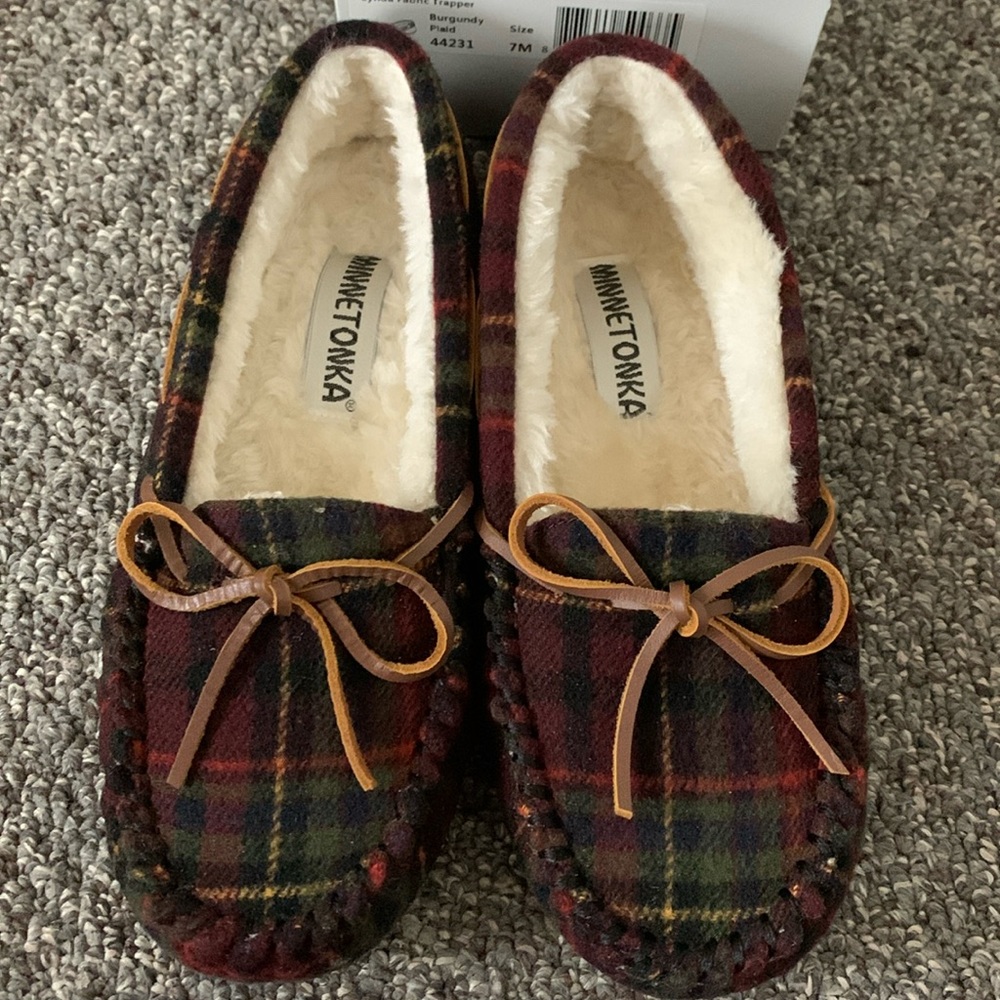 Minnetonka plaid moccasins